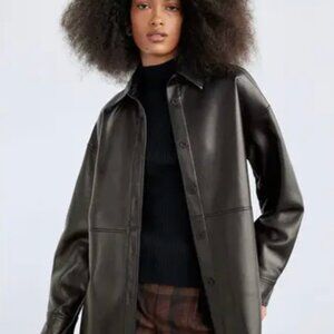 Aritzia Babaton Pelli Shirt Jacket - black vegan leather